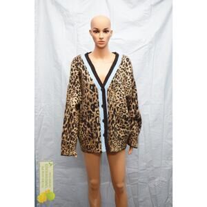 KBB by Kahlana Women's The Slouchy Cardigan Tan Leopard Small